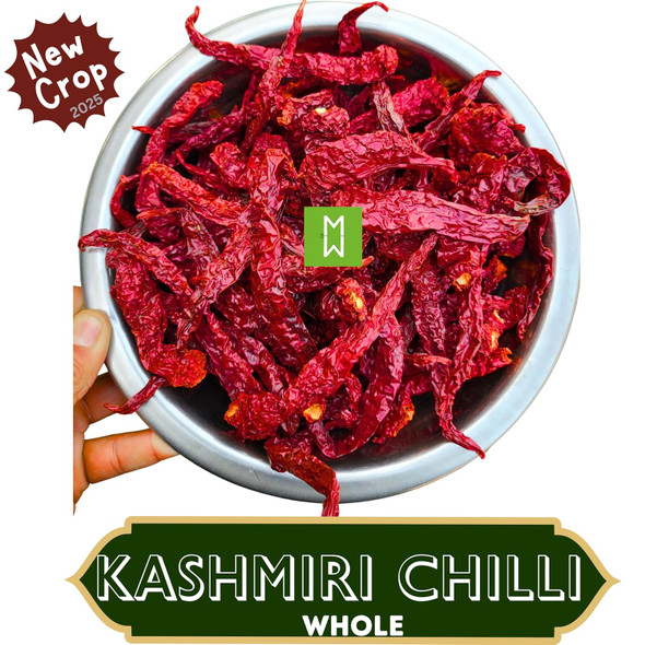 TheMasalewale's Kashmiri Red Chilli Whole | Organic | Stem-less | New Crop 2025 | HandPicked | Non-Spicy Only Colour|1kg|2.43 lbs