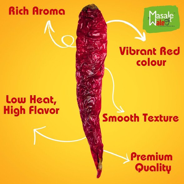TheMasalewale's Kashmiri Red Chilli Whole | Organic | Stem-less | New Crop 2025 | HandPicked | Non-Spicy Only Colour|1kg|2.43 lbs