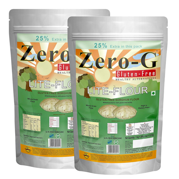 Zero-G Gluten Free Lite Flour - Sorghum (Jowar) Atta for Perfect Rotis | All Purpose Gluten-free flour | High Dietary Fiber for Easy Digestion | No Preservatives & Trans Fat | Good Kneading, Rolling & Puffing Properties|1250gm|3.04 lbs