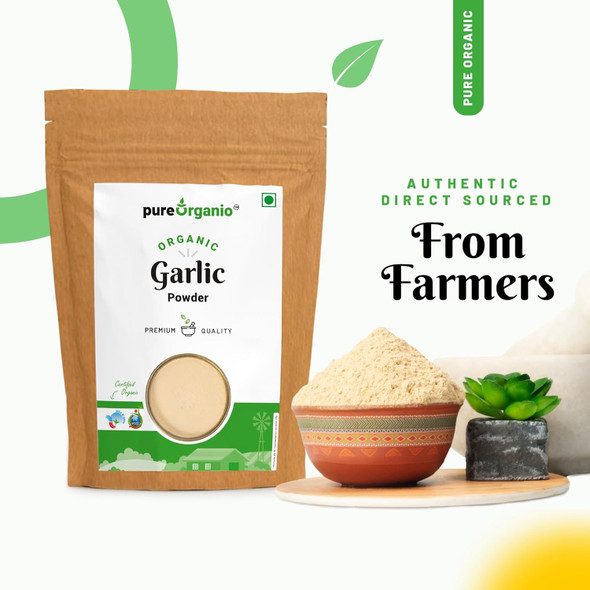 Pure Organio Organic Garlic Powder NPOP Certified Indian Organic|350gm|12.35 Oz