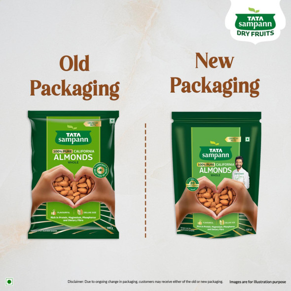 Tata Sampann Pure California Almonds/Badam Whole|500gm|1.22 lbs