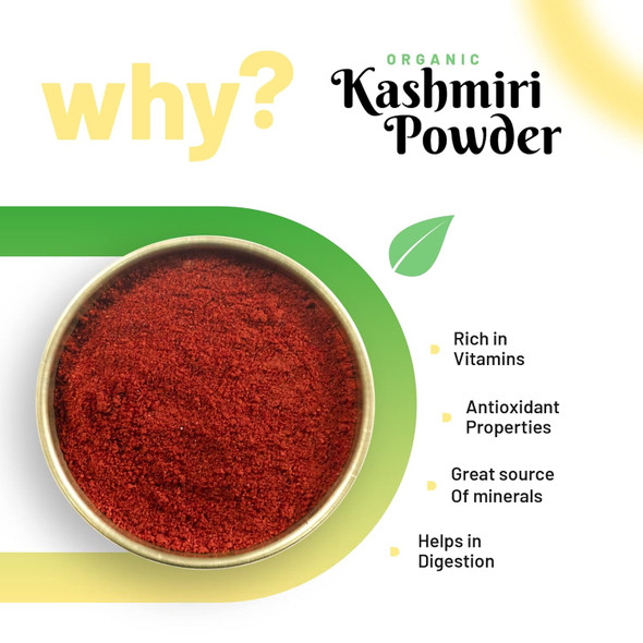 Pure Organio Organic Kashmiri Chilli Powder - Premium, Authentic, Hand-Pounded, Fresh Lal Mirch Spice - Deep Red Colour, Mild Flavor (Byadagi)|350gm|12.35 Oz