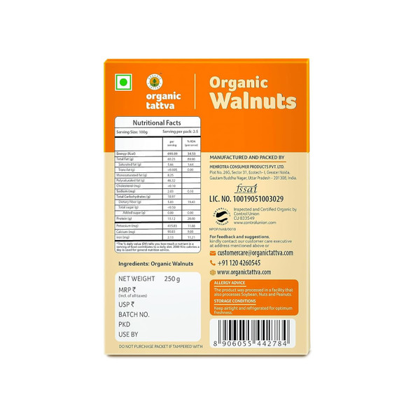 Organic Kashmiri Walnuts (Akhrot Giri)|250gm|8.82 Oz