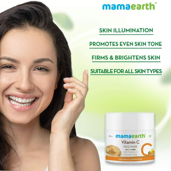 Mamaearth Vitamin C Face Mask With Vitamin C & Kaolin Clay for Skin Illumination|100 gm|3.53 Oz