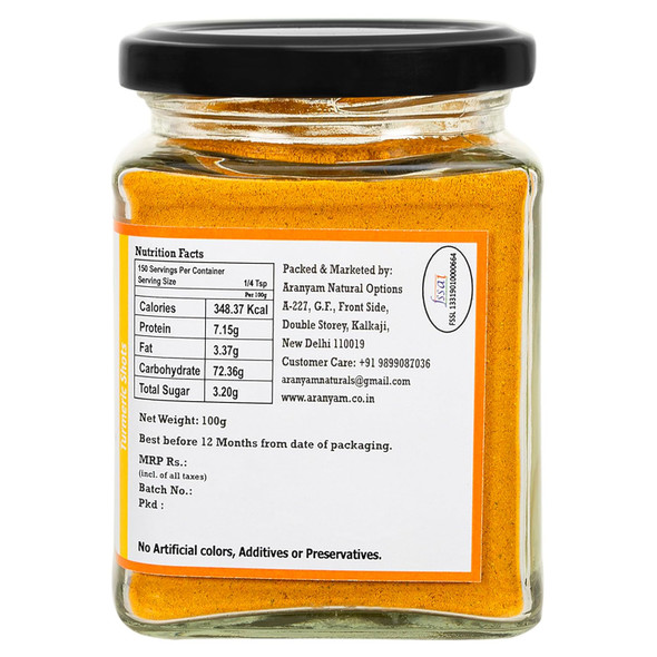 Aranyam Gold Turmeric & Black Pepper Powder, Immunity Booster, 200 g|100 gm|3.53 Oz
