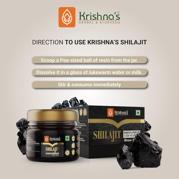 Krishna's Herbal & Ayurveda Pure Shilajit/Shilajeet Original Resin Pack of Stamina Booster|40 g|1.41 Oz