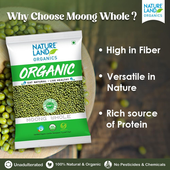 Natureland Organics Moong Sabut / Whole Daal|17.6Oz|1.1lbs