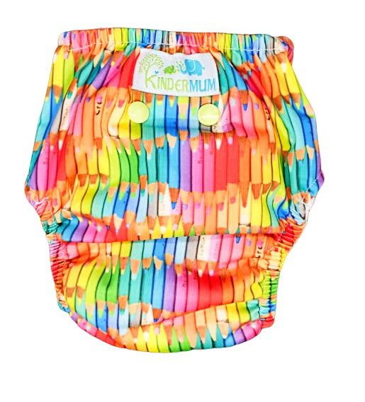 Kindermum Nano AIO Pro Cloth Diaper, Gots Certified Soft Freesize Adjustable, Washable diaper Reusable Diaper for babies 0-3 Years, with 3 organic cotton inserts (ColourfulArt-AIO-Pro)|5.268912Oz|0.329307lbs