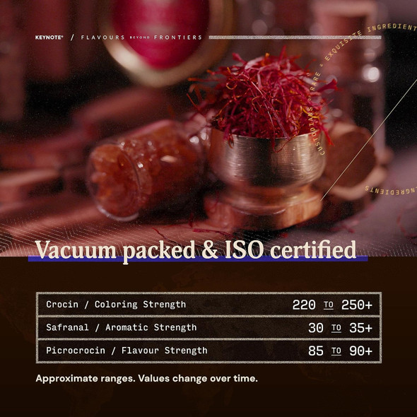 Keynote Kashmir Saffron | Kashmiri Kesar | Keshar | Whole Threads | Gift Box | Vacuum Packed Glass Bottle 2 Grams | Pack of 1