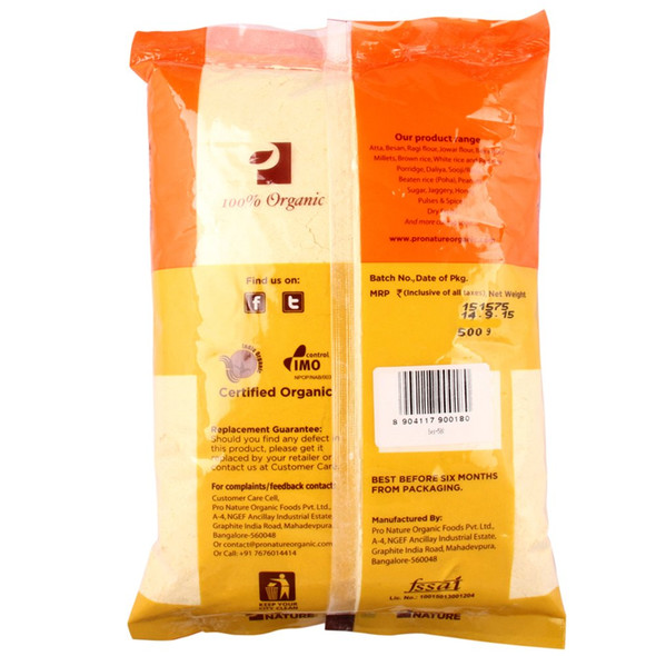 Pro Nature Organic 100% Organic Besan, 500g|17.6Oz|1.1lbs