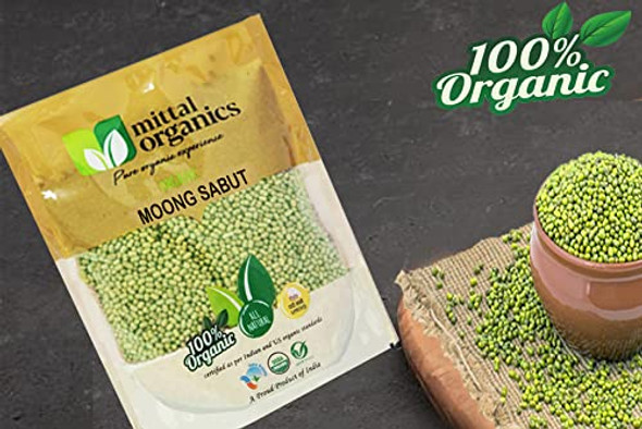 Mittal Organics - Organic Moong Sabut - 850gm (Pack of 2) I Green Moong Whole|29.92Oz|1.87lbs