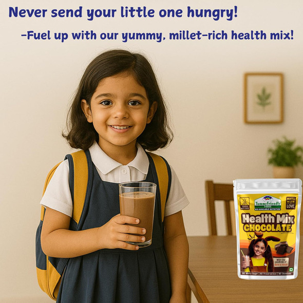TUMMY FRIENDLY Foods Organic Chocolate Health Mix Powder For Baby Kids 2 Year Old|Baby Food For 2+ Year Old|Maximum Nutrition From Real Food. Available In Trial Baby Packs Too. 100G|7.04Oz|0.44lbs