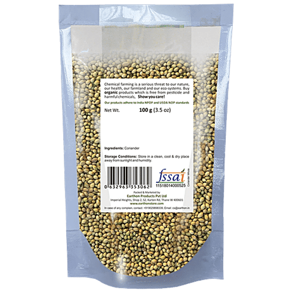 Organic Coriander Whole/Dhania Whole/Coriander Seeds/Kottambari Beeja|3.52Oz|0.22lbs
