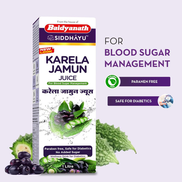 Baidyanath Karela Jamun Juice for Diabetes + Amla Juice for Hair Growth | 1 ltr | 33.81 fl oz [Fit Tuber Recs]