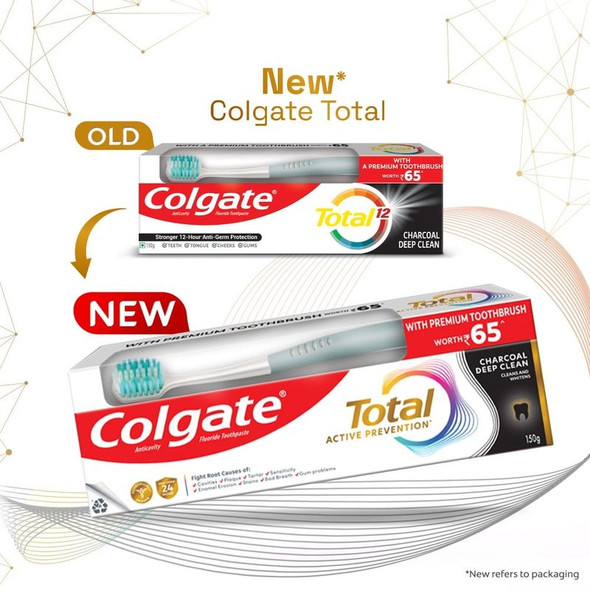 Colgate Total Charcoal Deep Clean Toothpaste (with a Premium Toothbrush)|150g + 1piece|5.29 oz [Fit Tuber Recs]