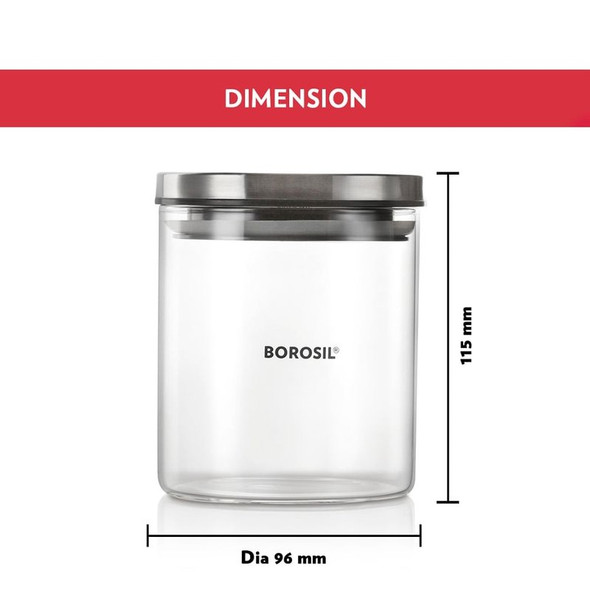 Borosil Classic Borosilicate Glass Jar Set (Transparent, 600 ml, 2 pcs) | 600 ml | 20.29 fl oz [Fit Tuber Recs]