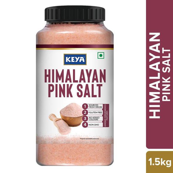 Keya Himalayan Pink Salt | Mineral rich Salt for Healthy Cooking | Sendha Namak for Healthy Life | Mineral Rich Salt | Low Sodium | Packed with 84 Minerals | 1.5kg | 3.31 lb [Fit Tuber Recs]