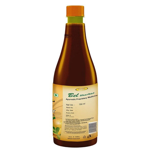 Patanjali Bel Sharbat Bottle | 750 ml | 25.36 fl oz [Fit Tuber Recs]