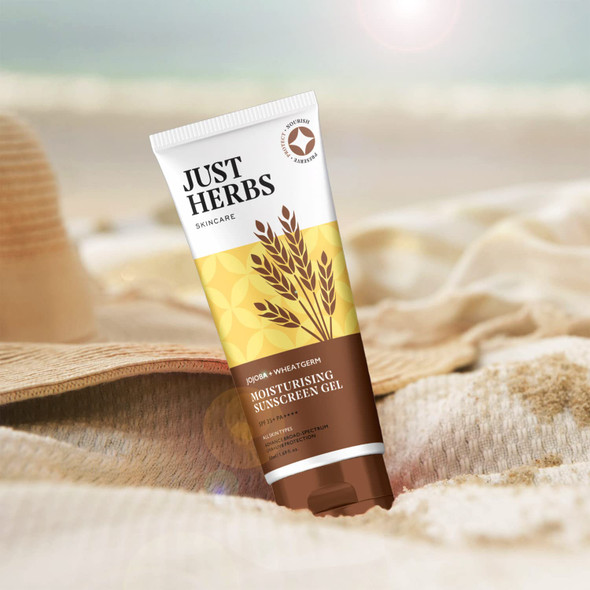 Just Herbs SPF 35+ Nosun Sunscreen Gel with Jojoba & Wheatgerm, Easy to Absorb Lightweight Formula with Broad Spectrum PA 35++++ | for Sun Damaged & All Skin Type for Men & Women|50ml|1.69 fl oz [Fit Tuber Recs]
