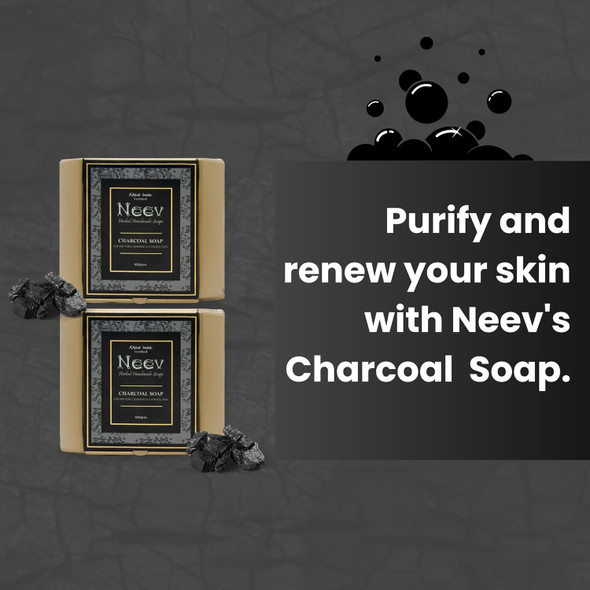Neev Herbal Activated Charcoal Soap â€“ 3 Ã— 100 g, Deep Pore Cleansing, Organic, Parabenâ€‘free, Zero Chemicals | 3 Ã— 100 g | 10.58 oz [Fit Tuber Recs]