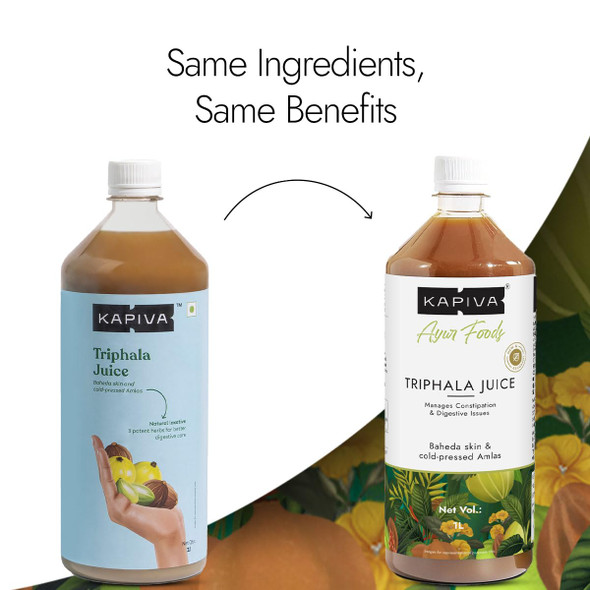 Kapiva Triphala Juice | 100% Ayurvedic | Relieves Constipation & Improves Digestion | No Added Sugar | 1L | 33.81 fl oz [Fit Tuber Recs]