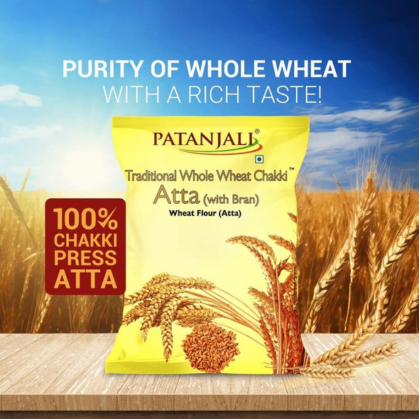 Patanjali Whole Wheat Chakki Atta (with Bran) | 5 kg | 11.02 lb [Fit Tuber Recs]