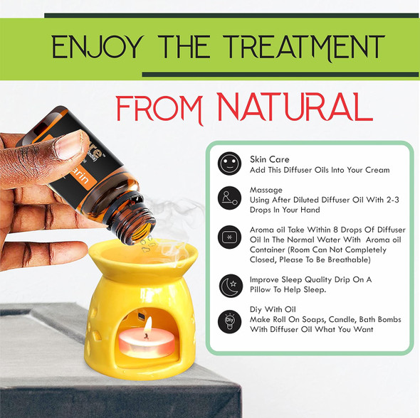 Pure Source India Aroma Diffuser Oil (Relaxing, English Rose, Fresh Jasmine, Apple Spice, Ocean and Ginger Lily), Multicolor - Pack of 6 | 10ml Each | 0.34 fl oz [Fit Tuber Recs]