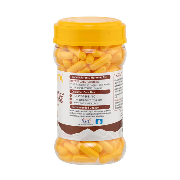 Nutra Vita Freeze Dried Camel Milk Powder Capsule | 100 Capsules | Natural | Preservative Free [Fit Tuber Recs]