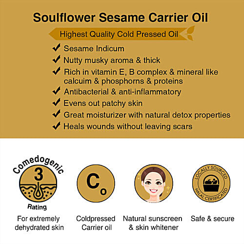 Cold Pressed Sesame/Gingelly/Til Carrier Oil - For Hair & Skin, Used For Lamps & Diyas, 100% Pure|225 ml|7.61 fl oz [Fit Tuber Recs]