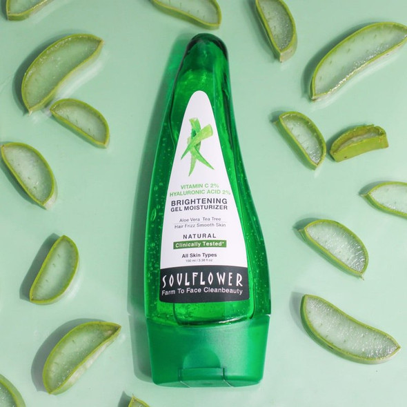Soulflower Brightening Aloe Vera Gel|100 ml|3.38 fl oz [Fit Tuber Recs]