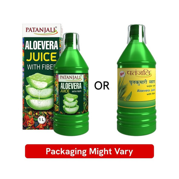 Patanjali Aloe Vera with Fibre Herbal Juice|1 l, 1 ltr|33.81 fl oz [Fit Tuber Recs]