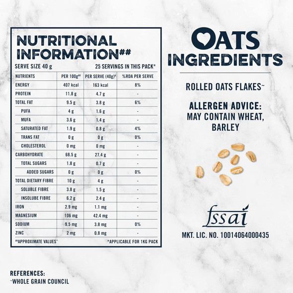 Quaker Oats Rolled Oats Natural Wholegrain, Nutritious Breakfast Cereals, Dalia Porridge, Easy To Cook, Honey | 1Kg | 2.20 lb [Fit Tuber Recs]