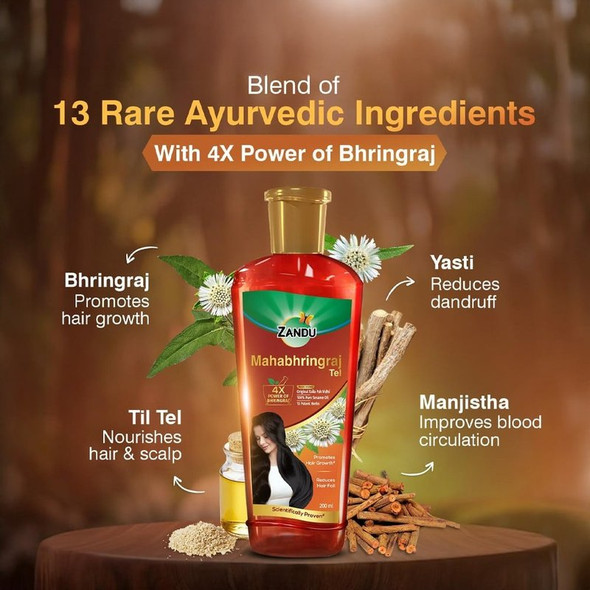 Zandu Mahabhringraj Ayurvedic Hair Oil|200ml|6.76 fl oz [Fit Tuber Recs]