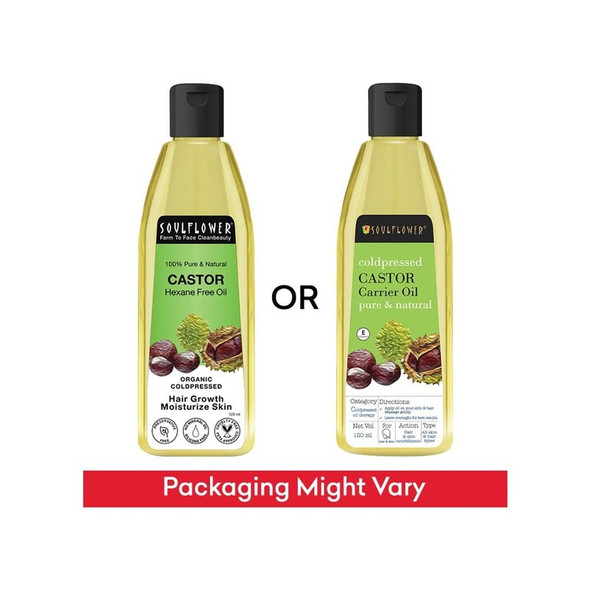 Soulflower Castor Oil, 100% Pure for Hair & Skin|120 ml|4.06 fl oz [Fit Tuber Recs]