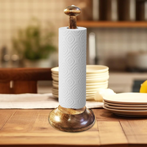 VintagewareÂ® Handcrafted Wooden Kitchen Tissue Paper Roll Holder & Dispenser (Gem Top, Mango Wood)|600g|21.16 oz [Fit Tuber Recs]