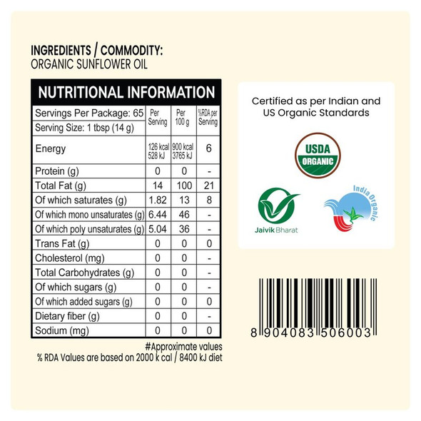 24 Mantra Organic Sunflower Oil, Cold Pressed|1 l, 1 ltr