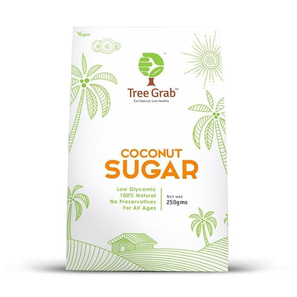 Tree Grab Natural Palm Coconut Sugar, Made of Pure, Organic & Natural Ingredients, Unrefined & Wholesome Powdered Brown Sugar for Baking, Tea & Coffee | 500 Grams | 17.64 oz [Fit Tuber Recs]