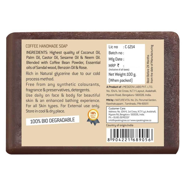 Speaking Tree Exfoliating Coffee Handmade Soap with Refreshing Aroma for Perfectly Clean, Brightening Skin (Pack of 3) [Fit Tuber Recs]