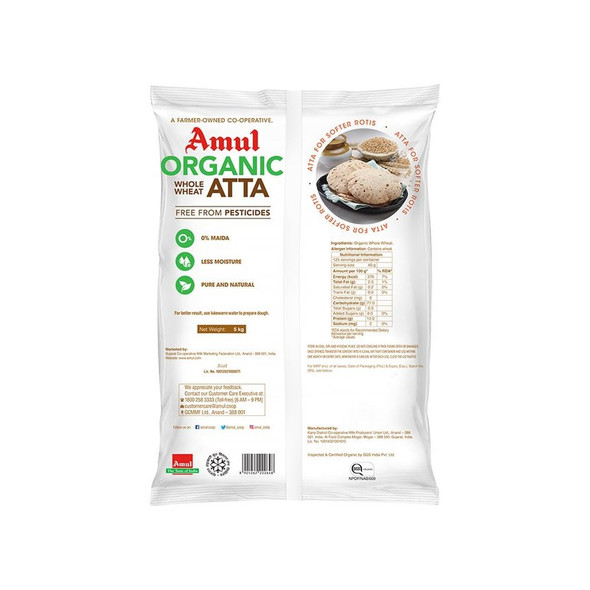 Amul Organic Atta (Whole Wheat)|5 kg