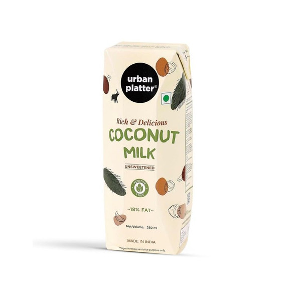 Urban Platter Unsweetened Coconut Milk|250 ml|8.45 fl oz [Fit Tuber Recs]