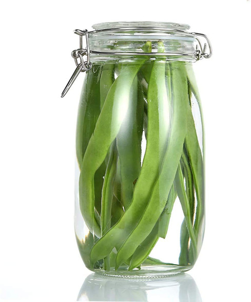 STAR WORK Glass Jars With Airtight Lids & Leak Proof Rubber Gasket,Large Wide Mouth Mason Jars With Buckle Lids For Kitchen Canisters | 1500Ml | 50.72 fl oz [Fit Tuber Recs]