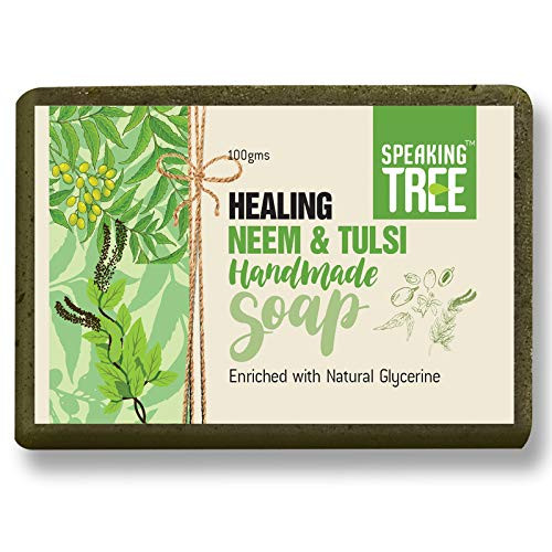 Speaking Tree Healing Neem And Tulsi Handmade Soap -Pack of 2 | 100 gms | 3.53 oz [Fit Tuber Recs]