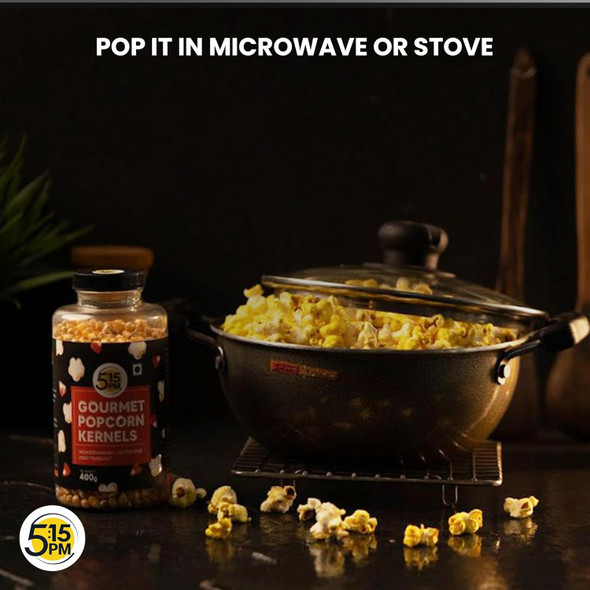 5:15PM Instant Popcorn Kernels Seeds | Big Size Gourmet Popcorn Seeds | High Expansion | A Grade Makkai Pop corn | 400g | 14.11 oz [Fit Tuber Recs]