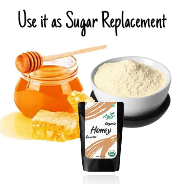 Agile Organic® Organic Dried Honey Powder - Natural Sweetener, 200g | Certified Organic Powder