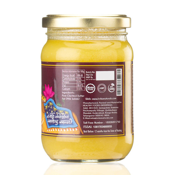 Jivika Naturals Vedic Hand Churned Bilona A2 Gir Cow Ghee 250ml | 8.45 Oz | 0.55 lbs