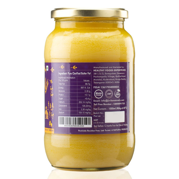 Jivika Naturals Desi A2 Cow Ghee (Bilona Ghee) 1L | 35.27 Oz | 2.2 lbs