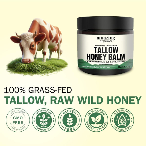 AmazingOrganics Tallow Honey Balm, 50gm