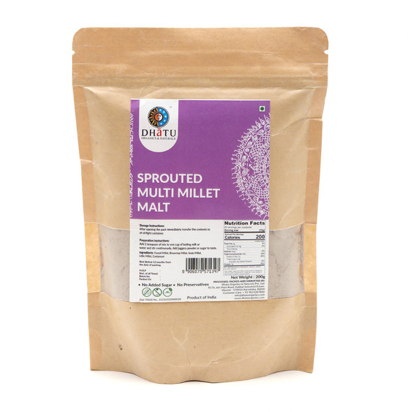 DHATU ORGANICS & NATURALS Sprouted Multi Millet Malt|200 g