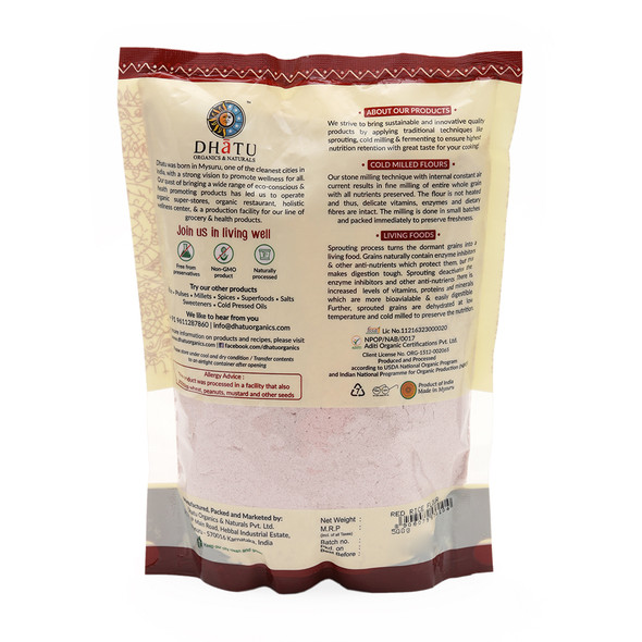 DHATU ORGANICS & NATURALS Red Rice Flour|500 g