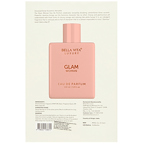 Bella Vita Organic Glam Perfume For Woman With Fresh & Romantic Scent, Ideal Gift For her|100 ml